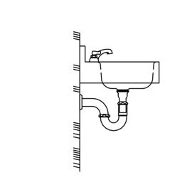 Lavatory for Deck Mounted Valve with Exposed Trap