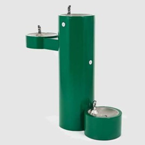 Barrier-Free Bi-Level Round Stainless Steel Pedestal Drinking Fountain