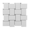 Dolomite Marble Large Basketweave Mosaic Tile with Bardiglio Gray Dots Polished