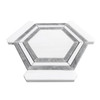 Honed Dolomite Marble Georama Hexagon with Bardiglio Gray Strips Mosaic Tile