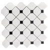 Dolomite Marble Dotty with Black Dots Mosaic Tile Honed