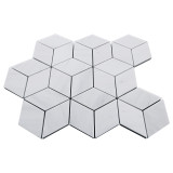 Polished Dolomite Marble Rhombus 3D Cube Diamond Mosaic Tile