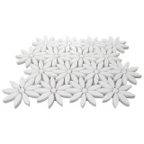 Honed Dolomite Marble With Dolomite Accent Daisy Flower Waterjet Mosaic Tile