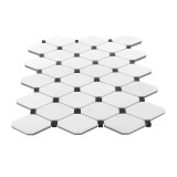Polished Dolomite Marble Long Octagon Rhomboid with Black Dots Mosaic Tile