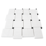 Honed Dolomite Marble Large Basketweave Mosaic Tile with Black Dots