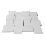 Polished Dolomite Marble Large Basketweave Mosaic Tile with Dolomite Dots