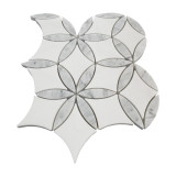 Honed Dolomite Marble with Carrara White Leaf La Fleur Waterjet Mosaic Tile