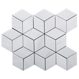 Dolomite Marble Rhombus 3D Cube Diamond Mosaic Tile Polished