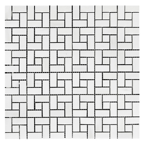 Dolomite Marble Target Pinwheel Mosaic Tile with  Dolomite Dots Honed