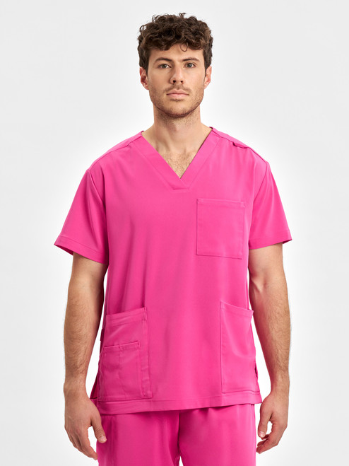 Pink V-Neck Scrub Top
