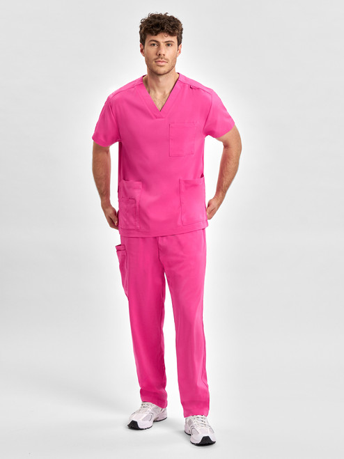 Pink Unisex V-Neck Scrub Top