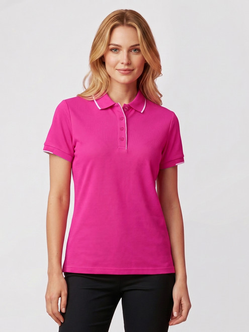 Pink Womens Short Sleeve Polo