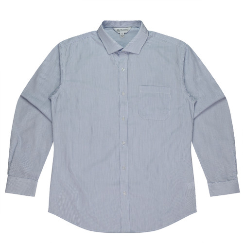 Aussie Pacific HENLEY MENS SHIRT LONG SLEEVE RUNOUT - 1900L - WHITE/NAVY