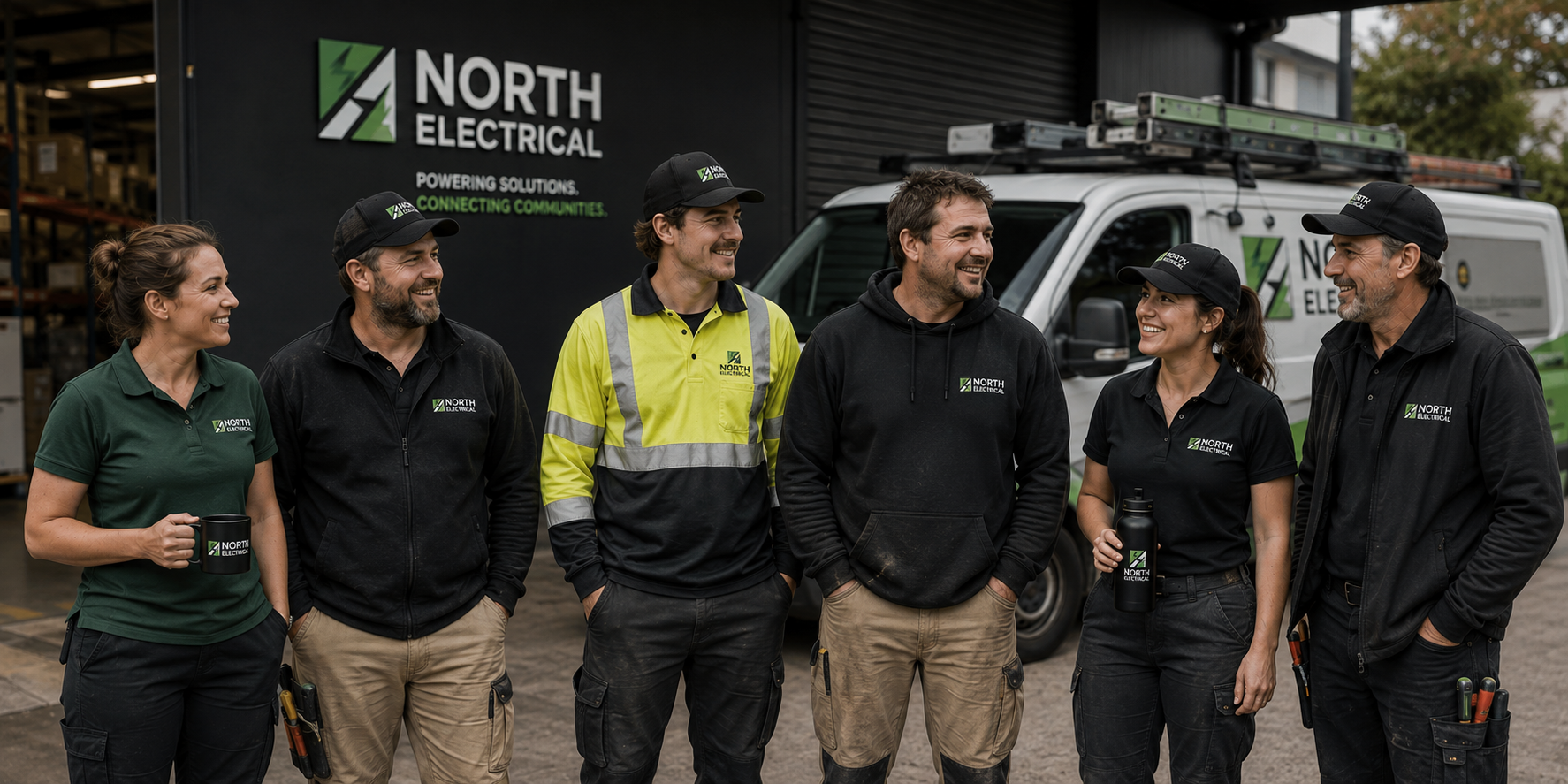 Wide banner &mdash; branded team across roles