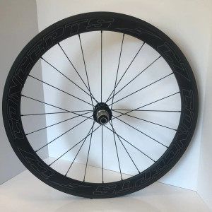 Front view of the C7 Concepts Classic 50mm 650c drive wheel featuring a 50mm deep 3K carbon rim, Pillar Wing 20 aero spokes, secure lock nipples, and a high-temperature resin brake track, handbuilt with matched spoke tension for durability and performance.