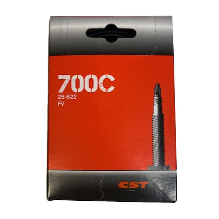 Front view of a box containing a 700c (27-inch) wheelchair inner tube with Presta valve, thick high-quality replacement tube.