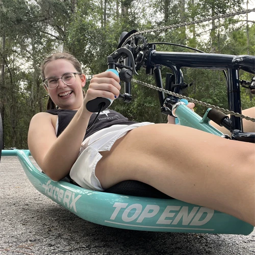Kendall Waltz with her custom Force RX handcycle