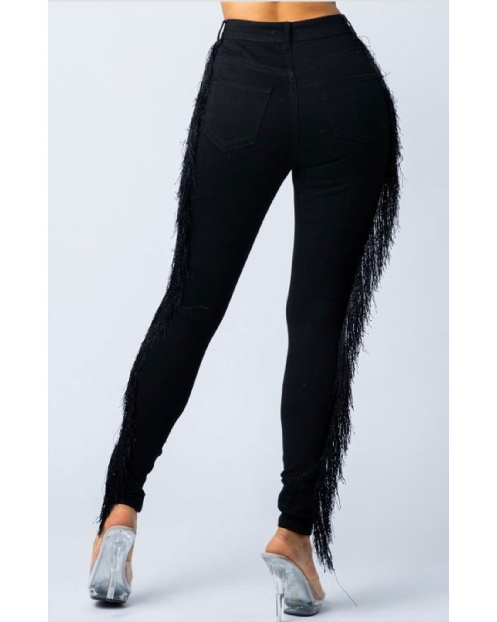 side fringe jeans