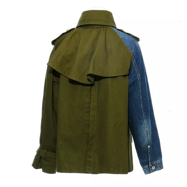 Part Khaki Part Denim Oversized Trench Coat Styled Jacket in Tan or Olive