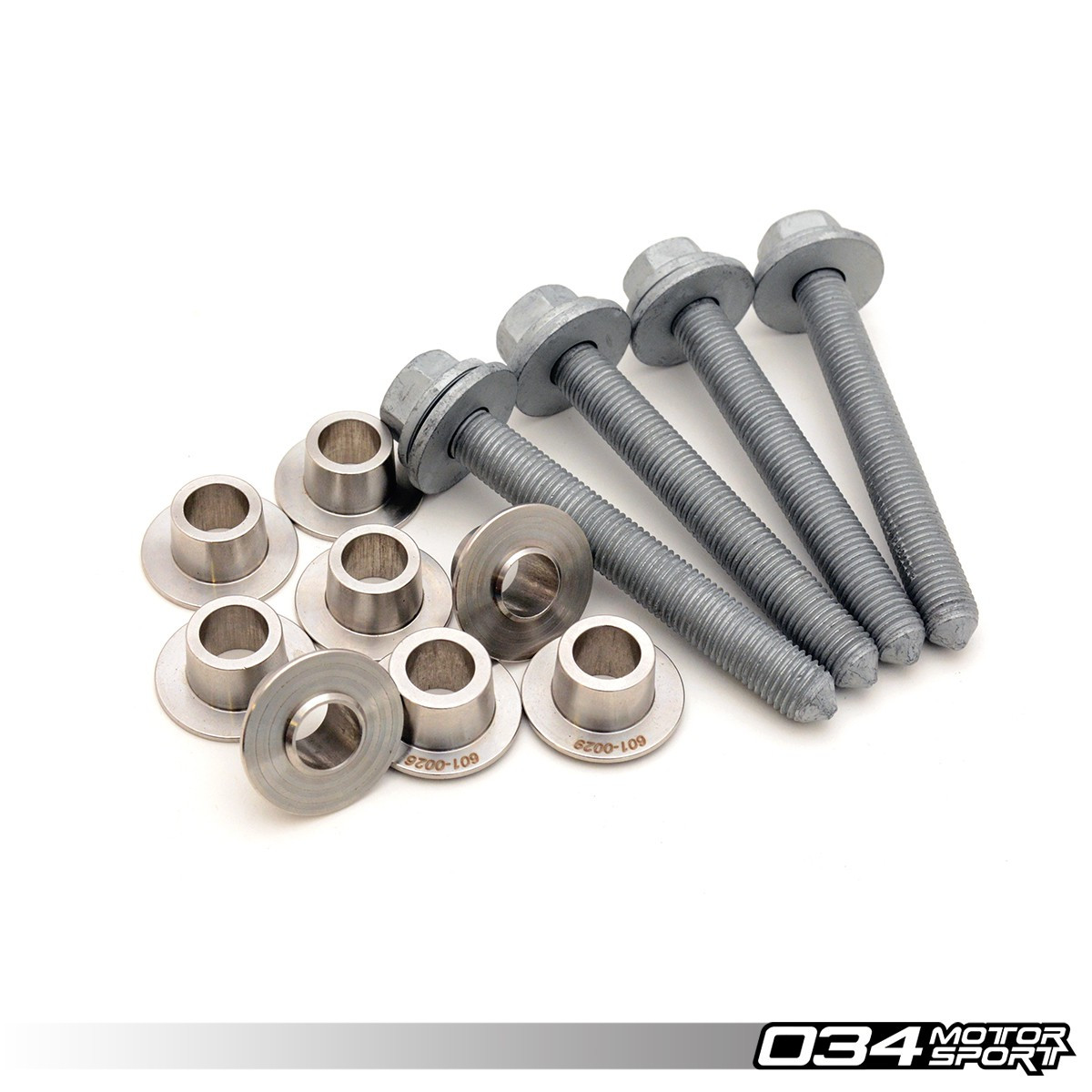 034 Motosport MQB Front Subframe Locking Collar Upgrade Kit, 8V/8V.5/8S Audi A3/S3/RS3 & TT/TTS/TTRS, Stainless Steel