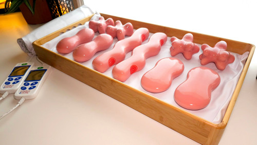 SYNERGY STONE COMPLETE ADVANCED Water-Free Hot Stone Massage Heating System Set of 10 Rose Ultra-Smooth (Less-Labeled)