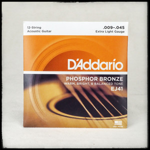 D'Addario EJ41 12-String Phosphor Bronze Acoustic Strings, Extra Light 9-45 D'Addario EJ41 12-String Phosphor Bronze Acoustic Strings, Extra Light 9-45