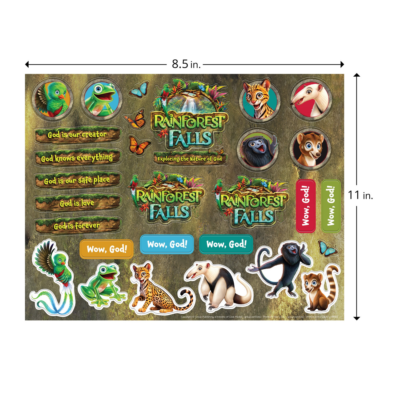 Rainforest Falls VBS Sticker Sheets (pkg of 10 sheets) | Group