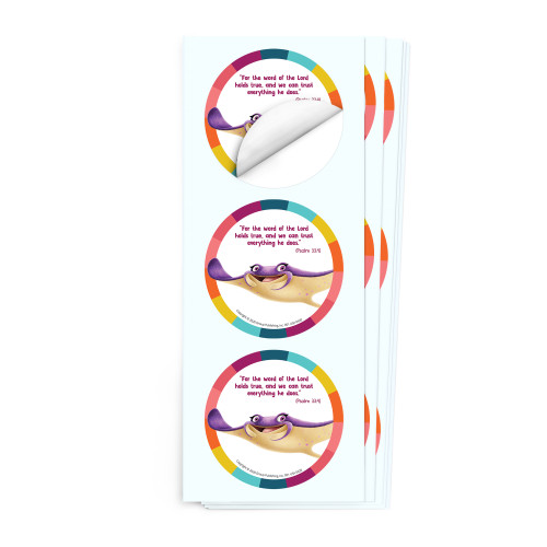 Simply Loved Bible Memory Buddy Sticker Pack - Quarter 1 - Rae the Giant Manta Ray Group Publishing