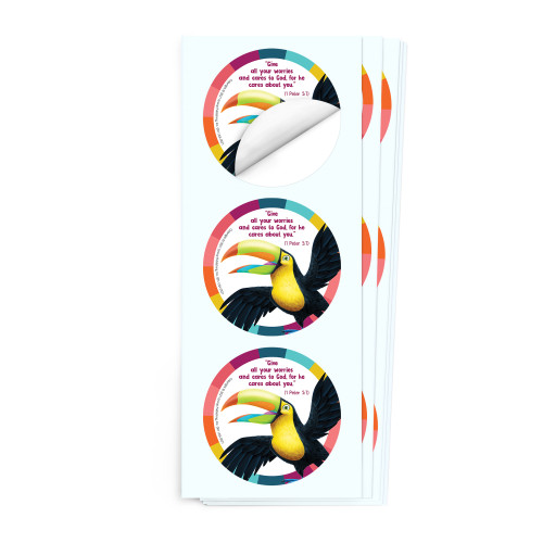 Simply Loved Bible Memory Buddy Sticker Pack - Quarter 5 - Beacon the Rainbow-Billed Toucan Group Publishing