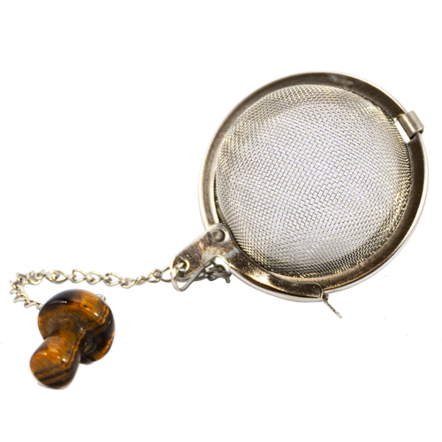 Tea Ball Mesh 4.5 cm w/ Amber Mushroom Charm