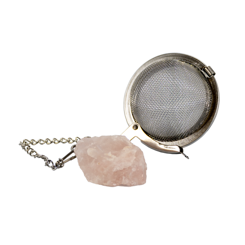 Tea Ball Mesh 4.5 cm Stainless w/ Rose Quartz Crystal