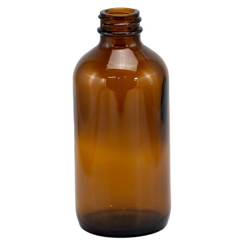 Boston Round Bottle Amber 8 oz Glass ~ 6 CT