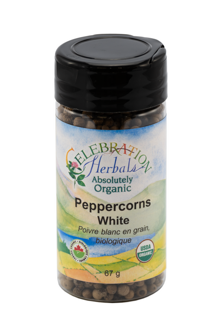 Pepper White Whole ~ Bottled Spice ~ Organic ~ 67 g