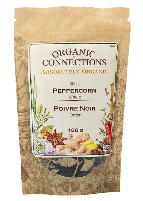 Pepper Black Whole ~ Retail Pack Bulk ~ Organic ~ 180g