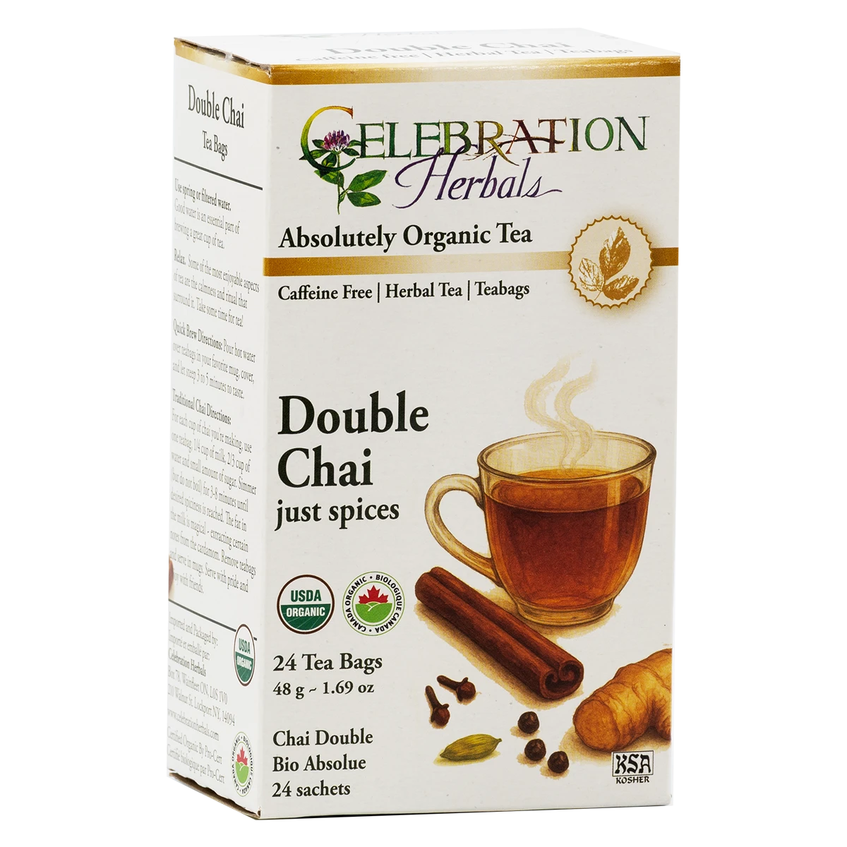 Double Chai ~ Just Spices ~ 24 Teabags ~ Organic