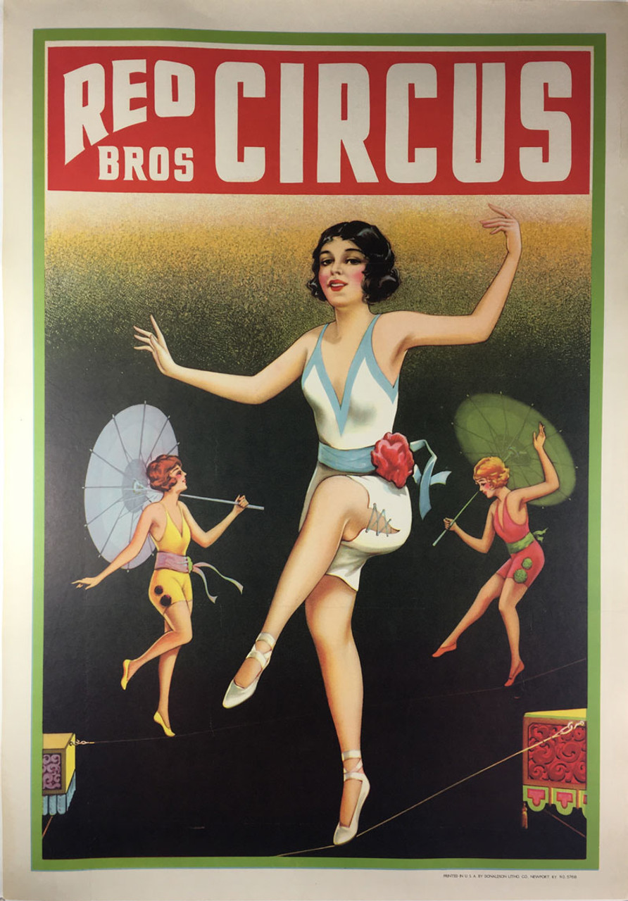 Reo Bros. Circus - Ladies by Donaldson & Co. 1930s original lithograph on linen