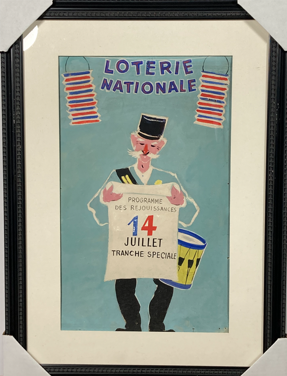 Original maquette advertising National Lottery one of a kind July 14 Bastille Day