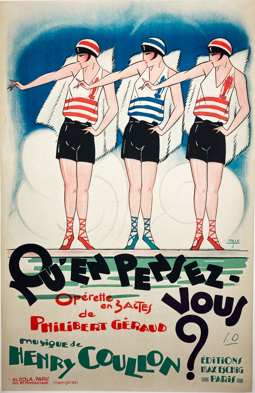 Qu'en Pensez-Vous? by Georges Dola 1929 original stone lithograph on linen