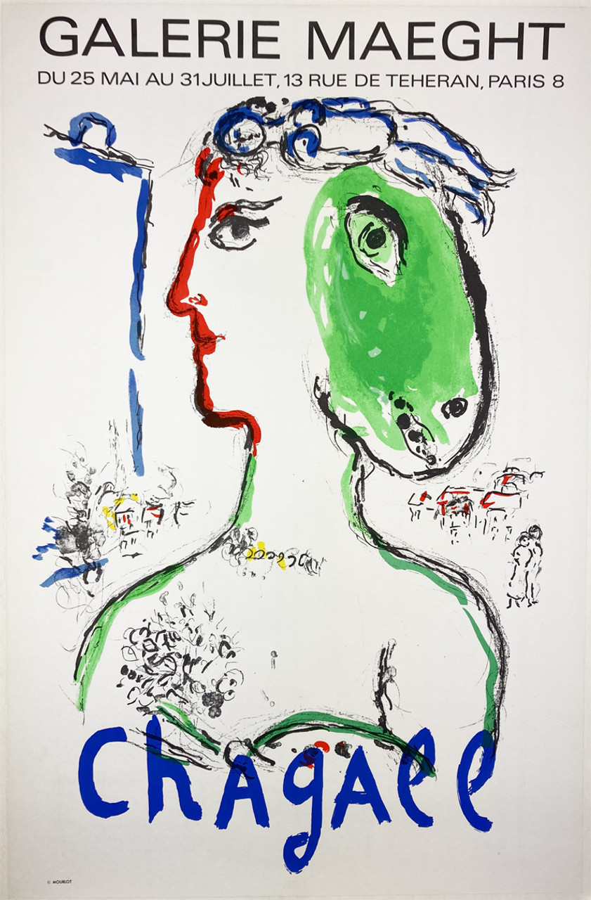 Marc Chagall Phoenix Gallery Maeght Exhibit 1972 original lithograph on linen