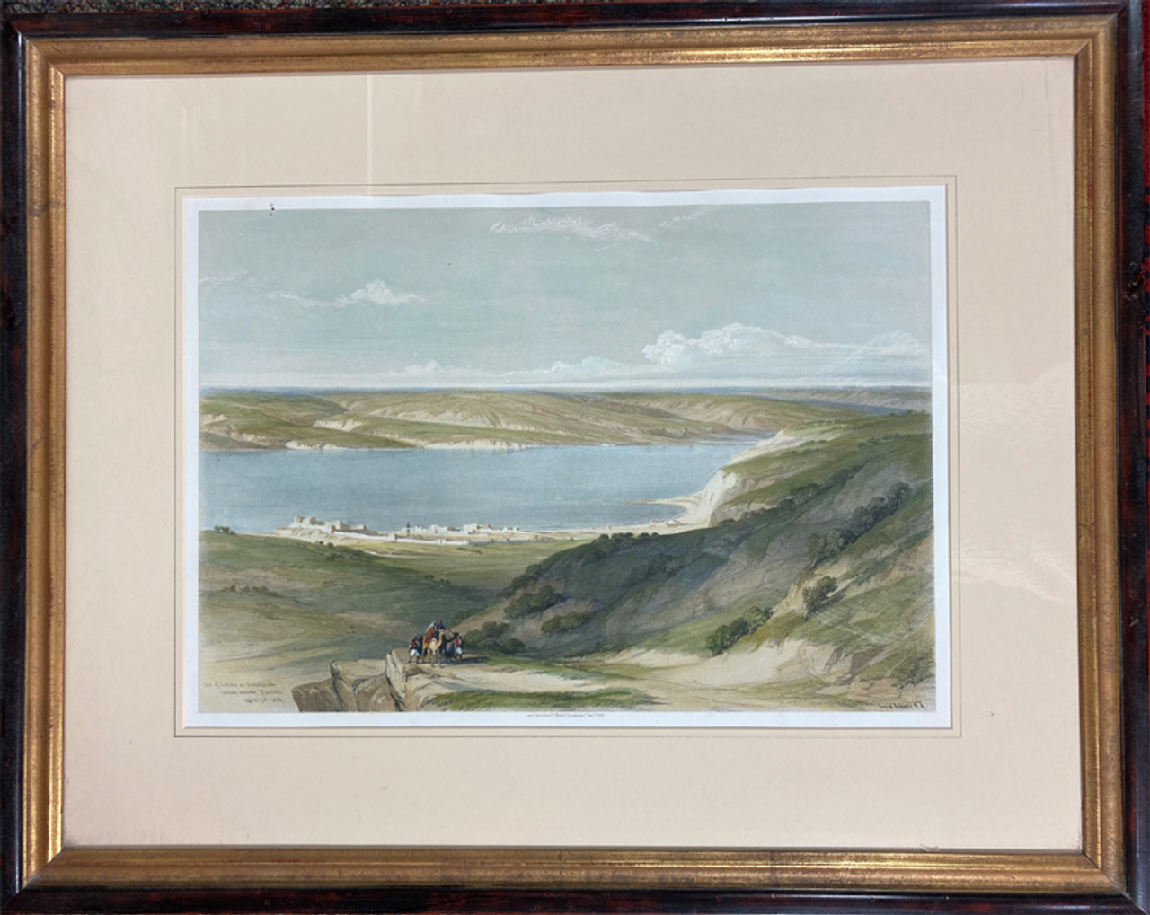 Tiberias Sea of Galilee by David Roberts 1842-46 original hand colored lithograph