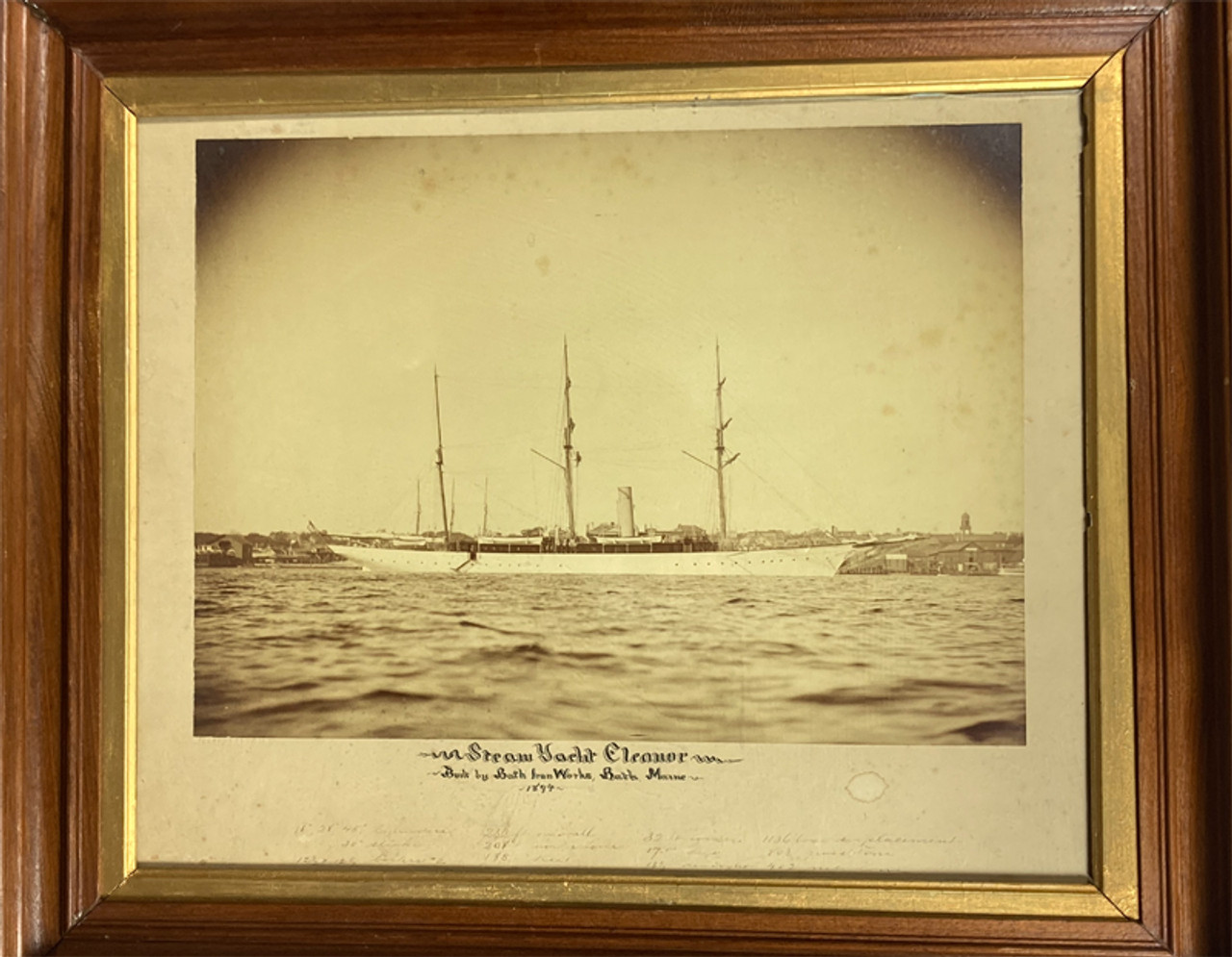 Steam Yacht Eleanor by unknown 1894 original antique photograph on board
