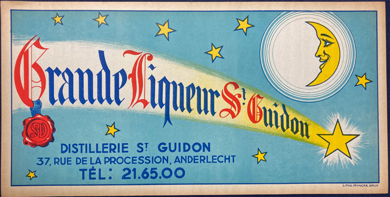 Grande Liqueur St. Guidon early 20th century Belgium original lithograph unmounted poster ad