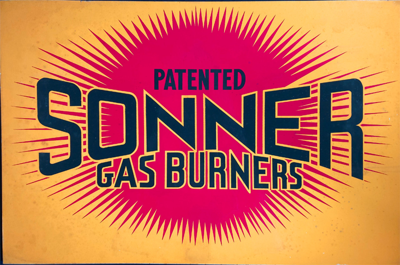 Sonner Gas Burners original lithograph on heavy board with back easel 1930s USA point of purchase display