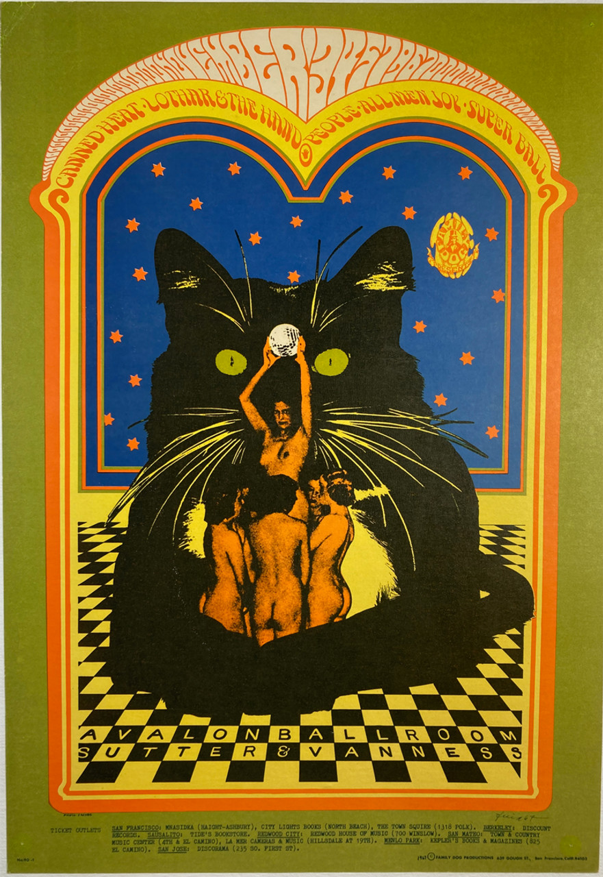 Canned Heat Avalon Ballroom by Bob Fried 1967 USA 1st printing original lithograph on linen vintage poster