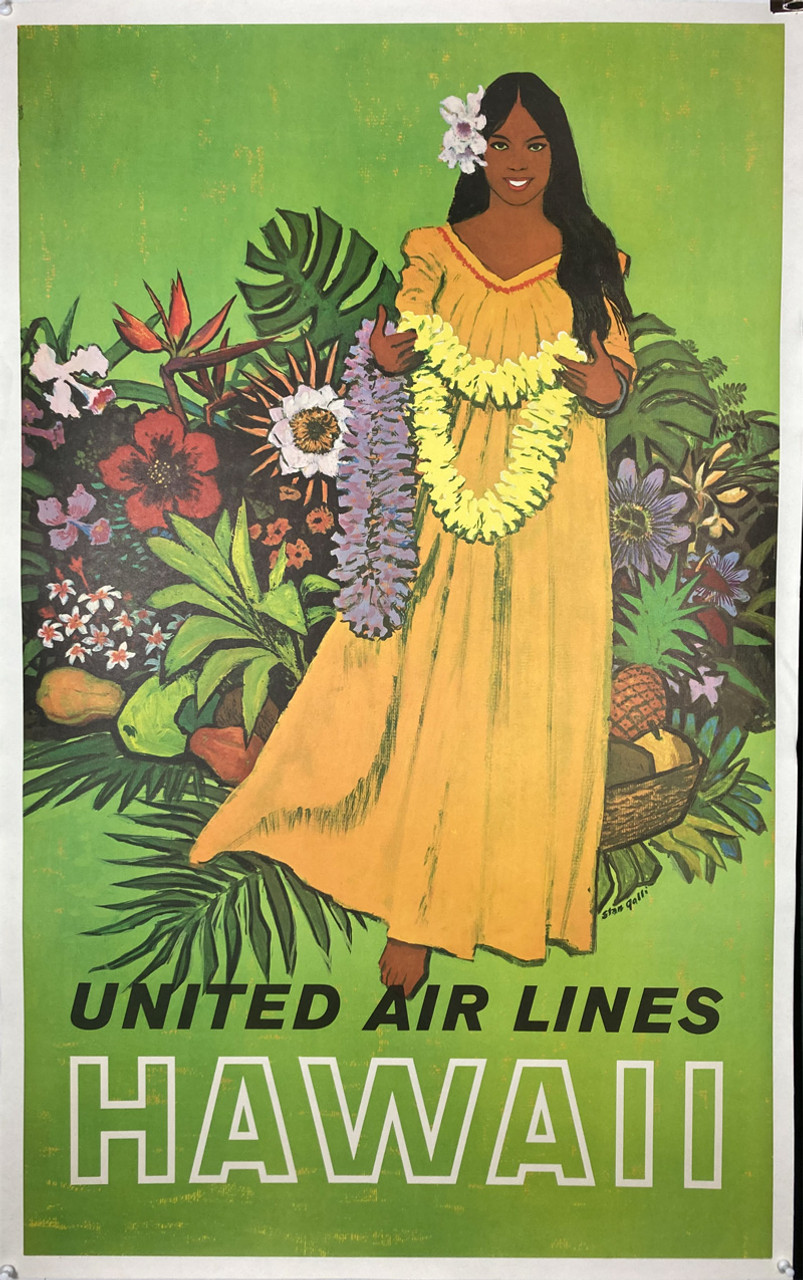 Hawaii Girl with Lei United Air Lines