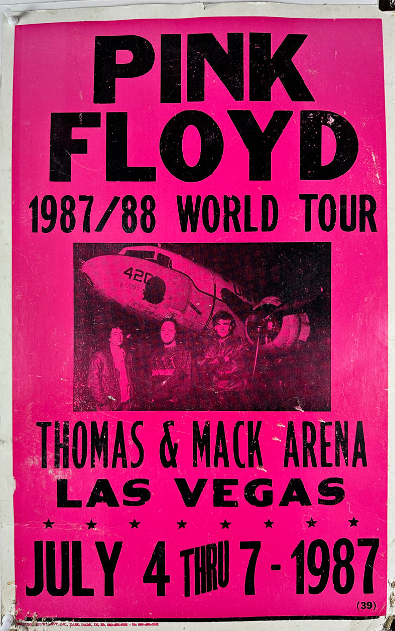 Pink Floyd 1987/88 World Tour Las Vegas USA by Tribune Print Co. original lithograph on card stock vintage poster