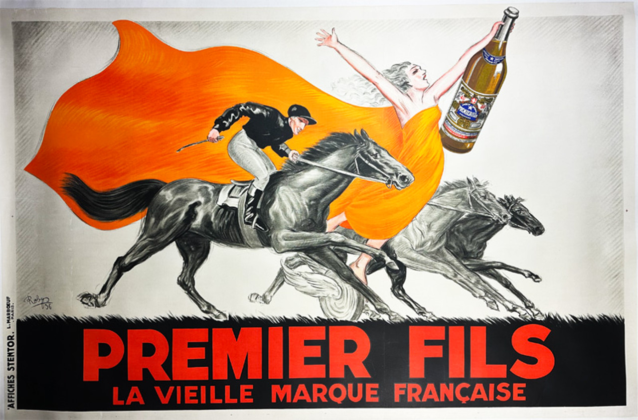 Premier Fils by Robys 1936 France original stone lithograph on linen vintage poster