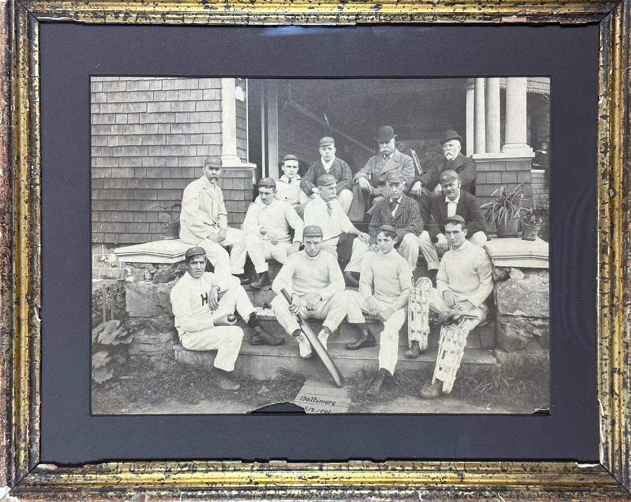 Cricket team 1901 original antique photograph USA in refitted original frame