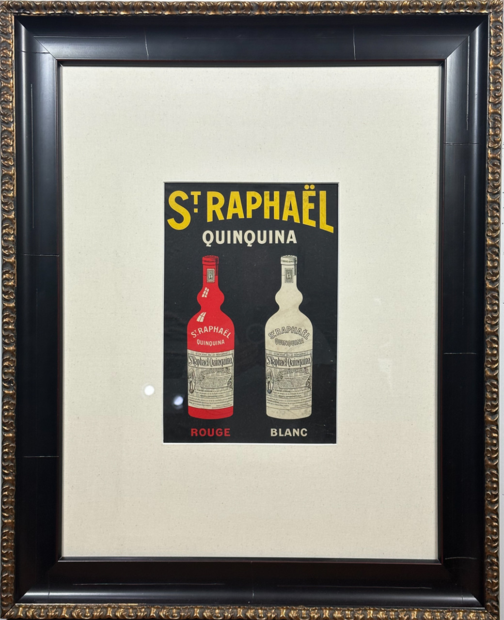 St. Raphael Quinquina Bottles original lithograph on board menu cover 20th century France vintage poster
