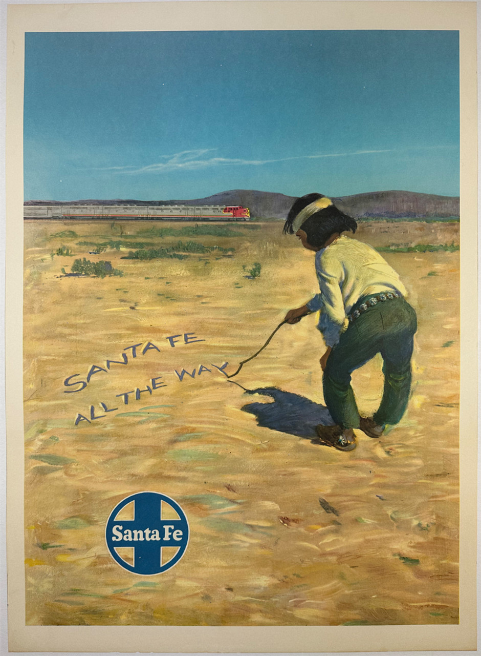 Santa Fe All The Way ca. 1950s USA original lithograph on linen vintage poster